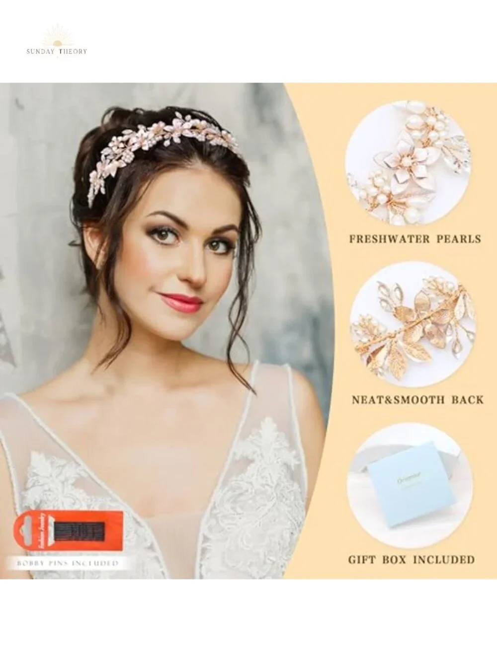 Bridal Pearl Headband Wedding Hair Accessory Floral Design